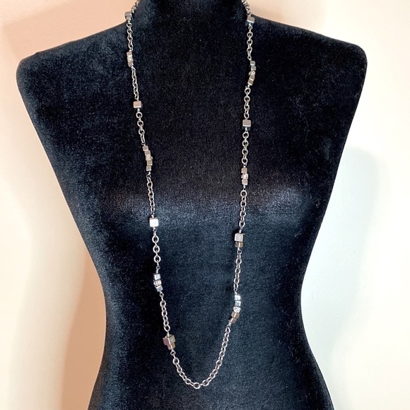 LIA Sophia Pewter cube necklace - Picture 2 of 3